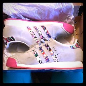 Grey/Print Adidas Samoa J Size 5 Kids